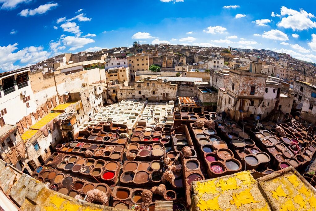 Cityscape of Fes with Leather Tannery,Morocco, Africa